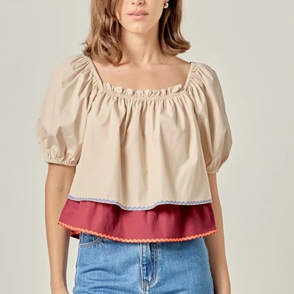 English Factory Lynn RICKRACK TRIM PUFF SLEEVE
TOP - Picture 3 of 8